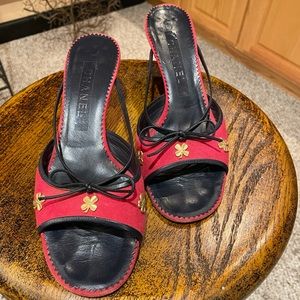 Red CHANEL kitten heels.